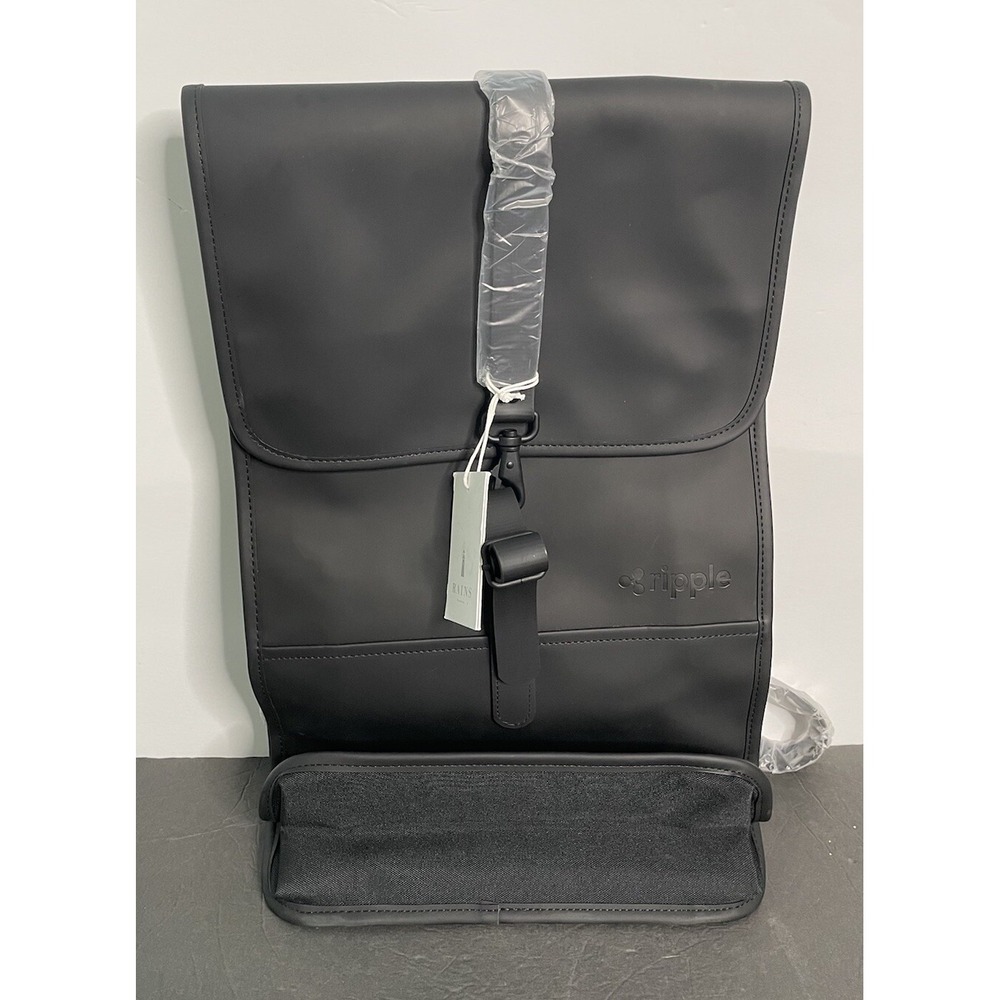 NWT Rains Ripple Classic Black‎ Water Resistant Backpack Durable Polyester Bag